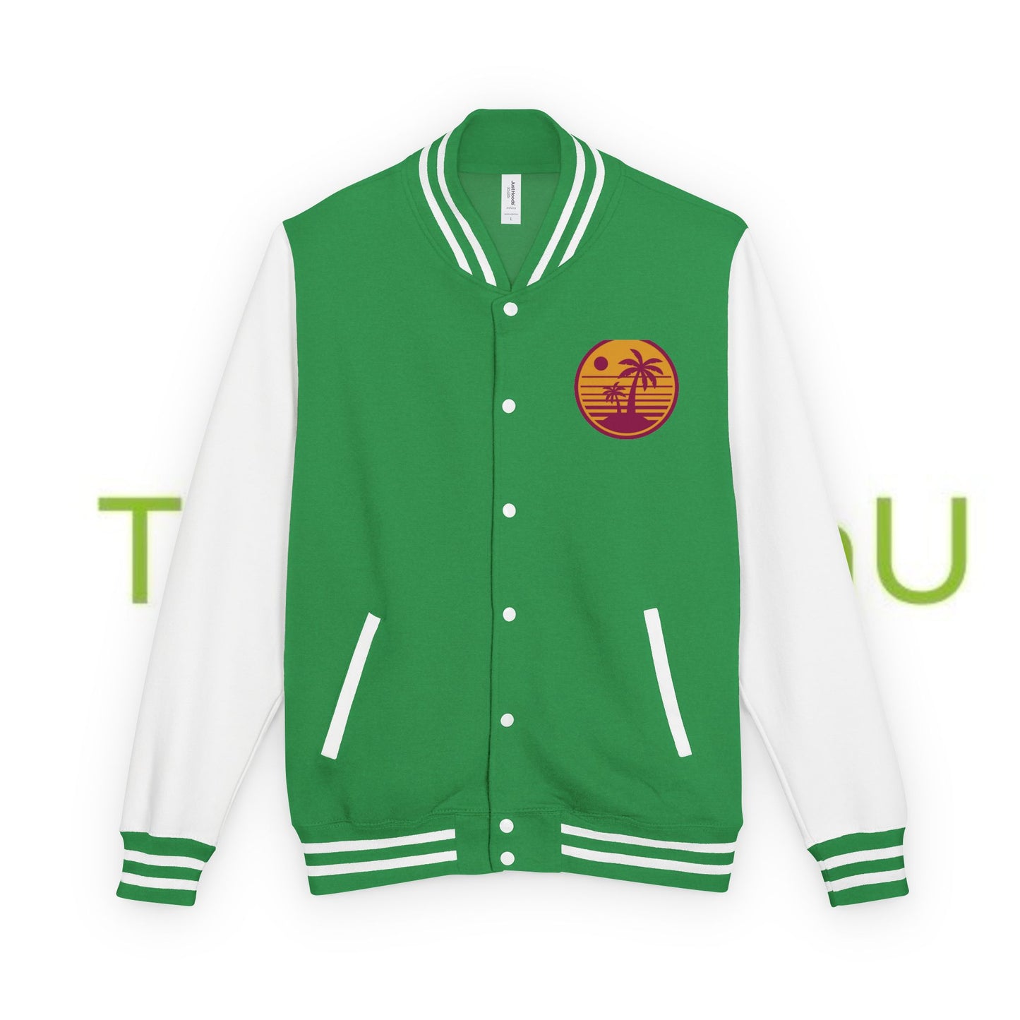 Retro Sunset Letterman Jacket - Unisex Heavyweight Varsity Style