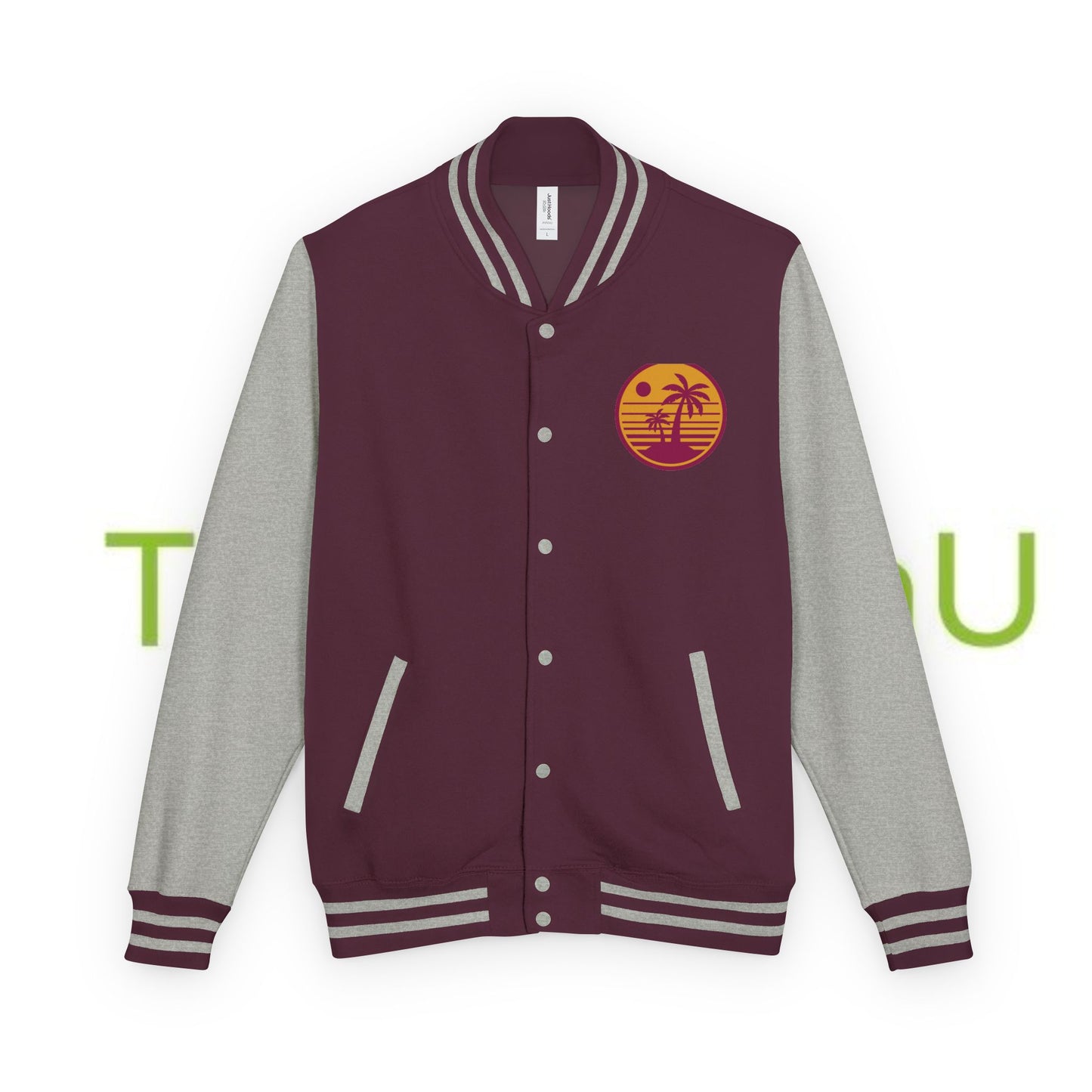 Retro Sunset Letterman Jacket - Unisex Heavyweight Varsity Style