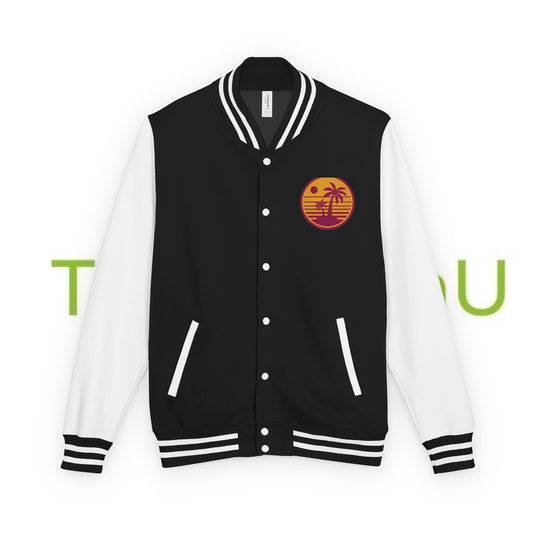 Retro Sunset Letterman Jacket - Unisex Heavyweight Varsity Style